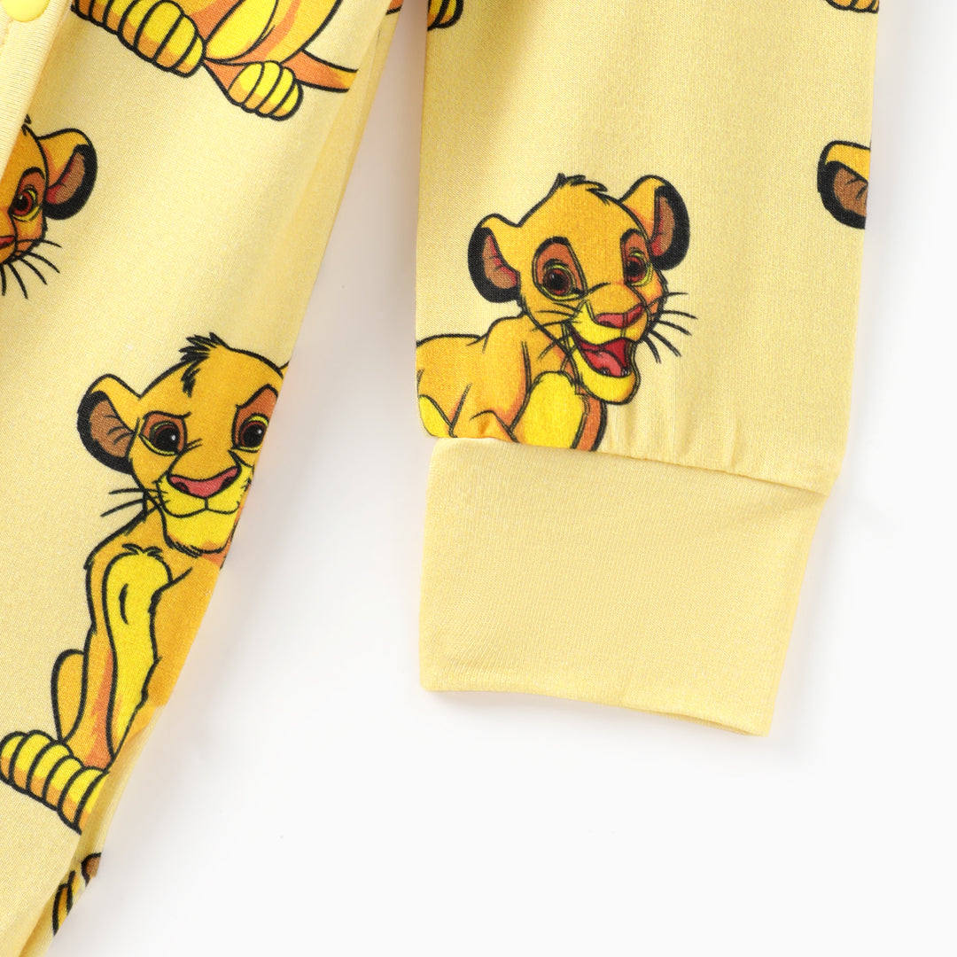 Disney Lion King Baby Boy Bamboo Simba Leopard Print Jumpsuit Yellow