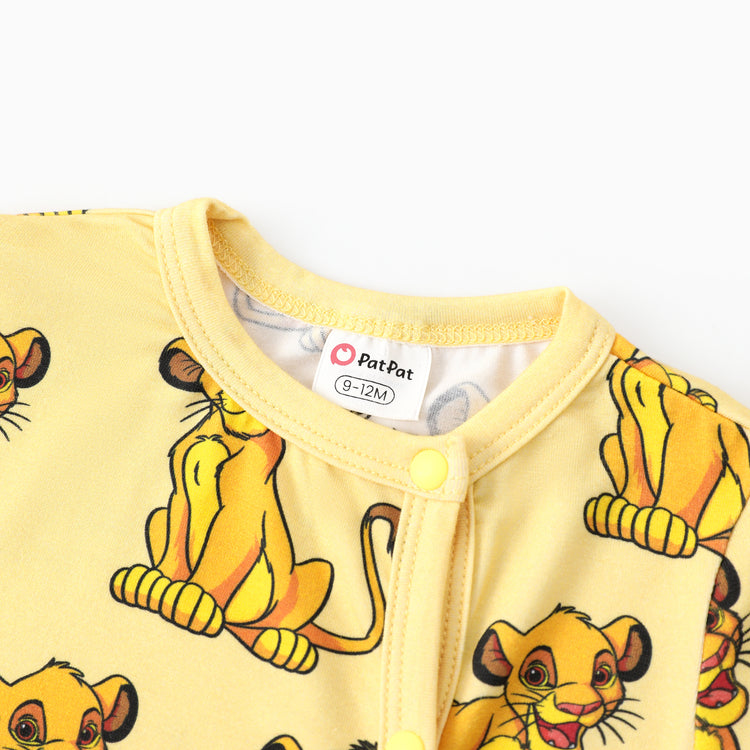 Disney Lion King Baby Boy Bamboo Simba Leopard Print Jumpsuit Yellow