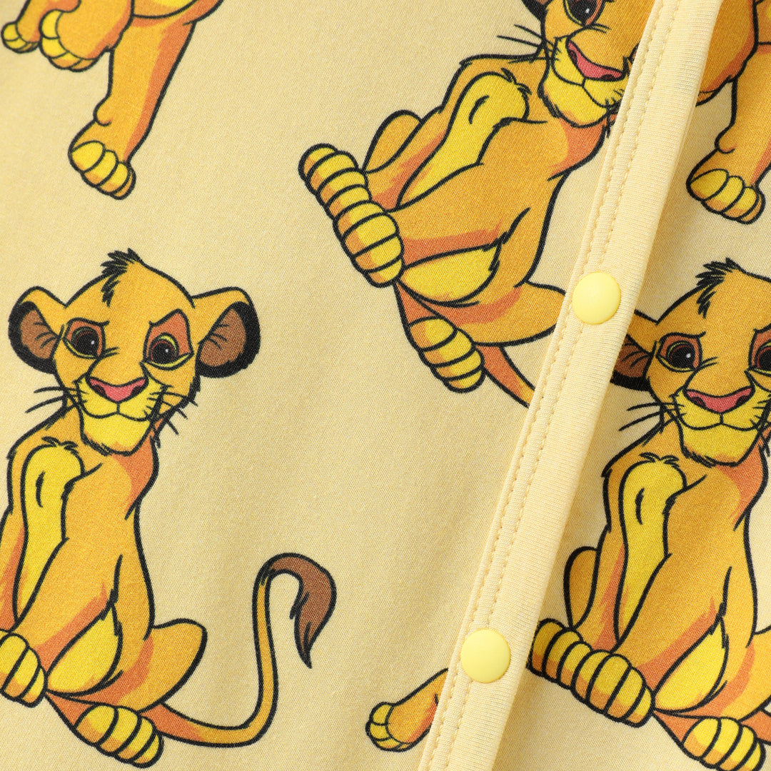 Disney Lion King Baby Boy Bamboo Simba Leopard Print Jumpsuit Yellow