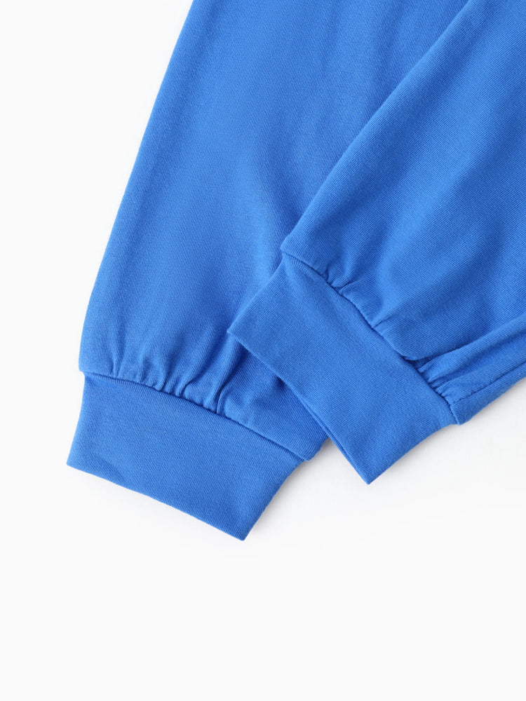 Justice League Baby Boy 2pcs Cotton Batman/Superman Print Colorblock Romper and Pants Set Blue