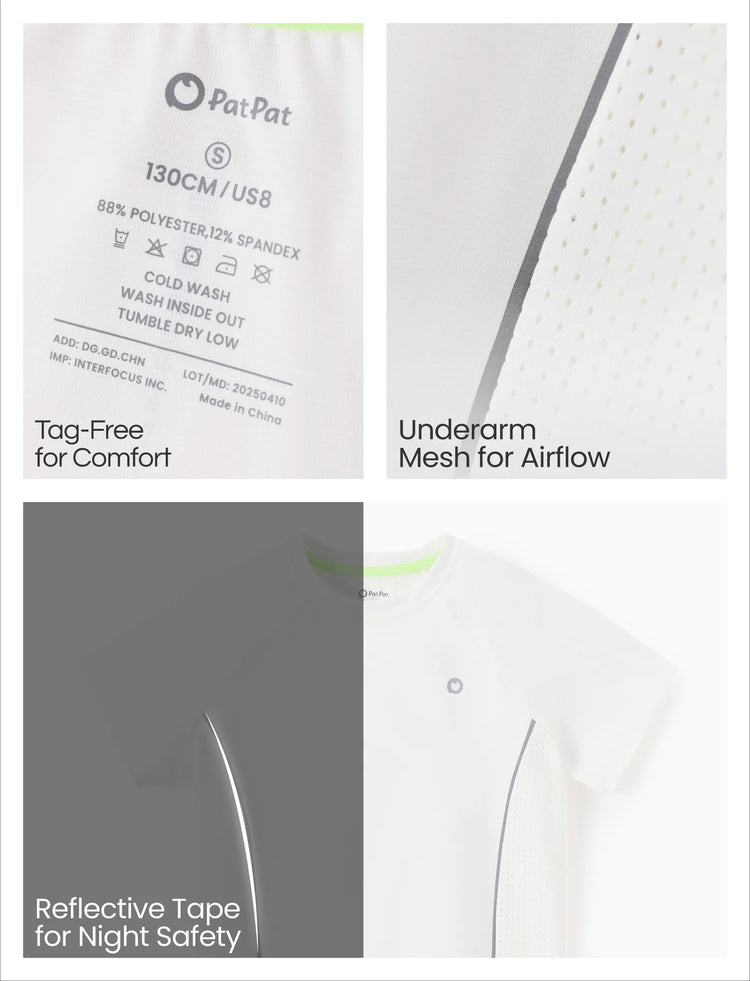 PatPat Rapidair activewear Kids Boy/Girl Athletic Quick-Dry & Instant-Cooling UPF 100+ Rash Guard T-Shirt White