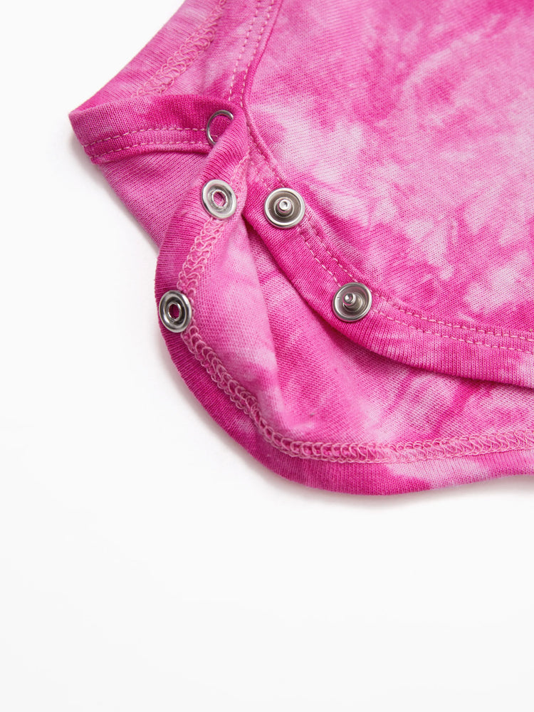 Family Matching Short-sleeve Cotton Top Hot Pink Tie-dye Letter Print Tee for Mommy and Me Pink