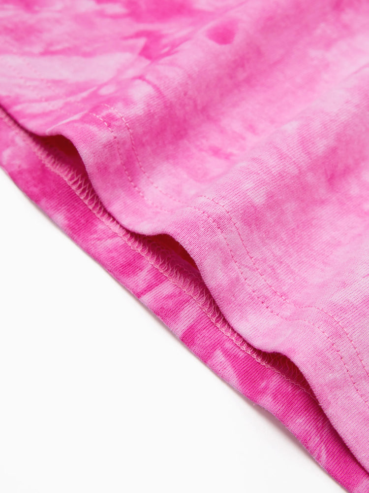 Family Matching Short-sleeve Cotton Top Hot Pink Tie-dye Letter Print Tee for Mommy and Me Pink
