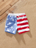 Toddler Boy Independence Day 4th of July Patriotic Swimwear Stars Stripes Board Shorts Blue
