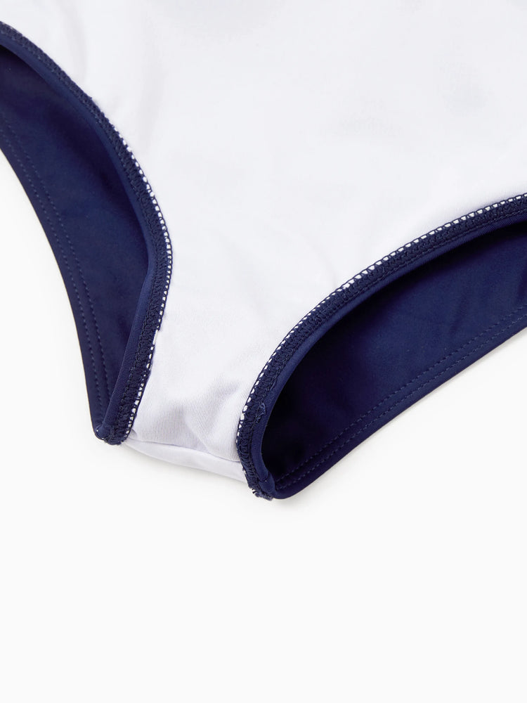 Daddy & Daughter Stripe & Colorblock Spliced One Piece Swimsuit or Swim Trunks Shorts ColorBlock