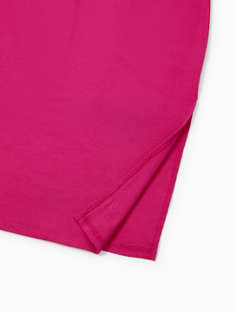 Family Matching Couple Outfits Tropical Leaf Print T-Shirt or Hot Pink Sleeveless Dresses Hot Pink