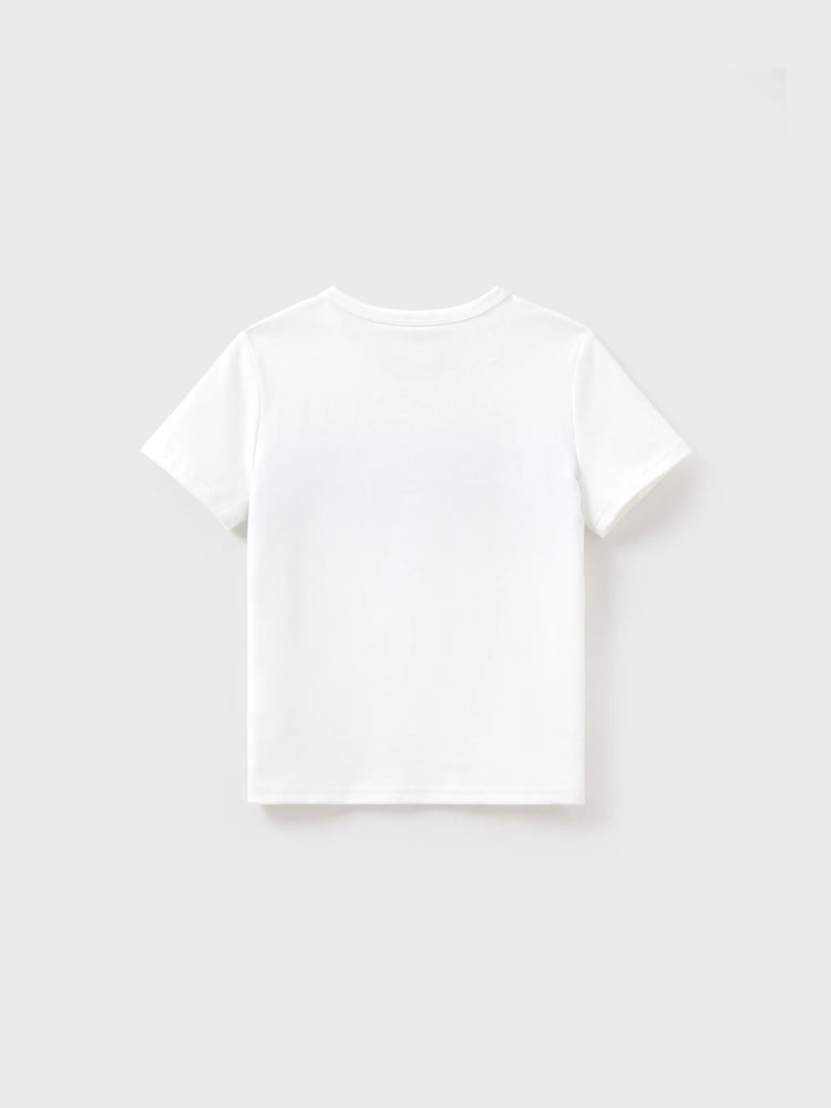 Daddy & Son Outfits White and Blue Colorblock Short-sleeve T-shirt Blue