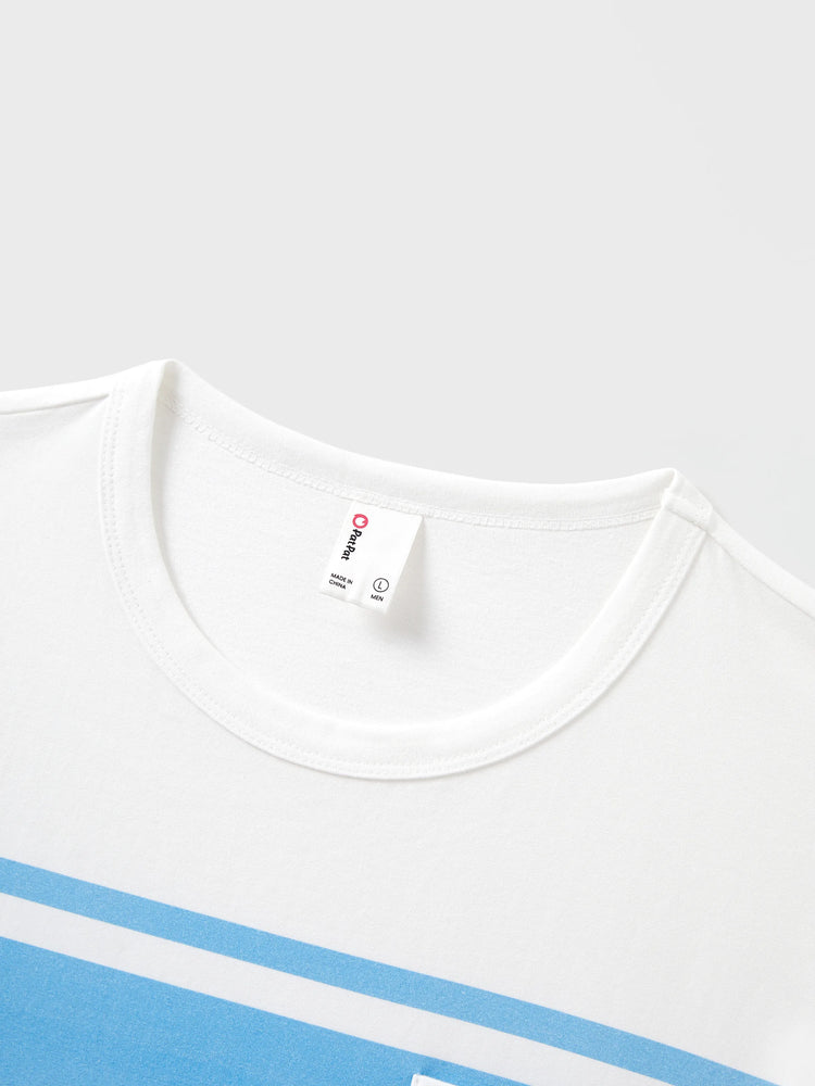 Daddy & Son Outfits White and Blue Colorblock Short-sleeve T-shirt Blue