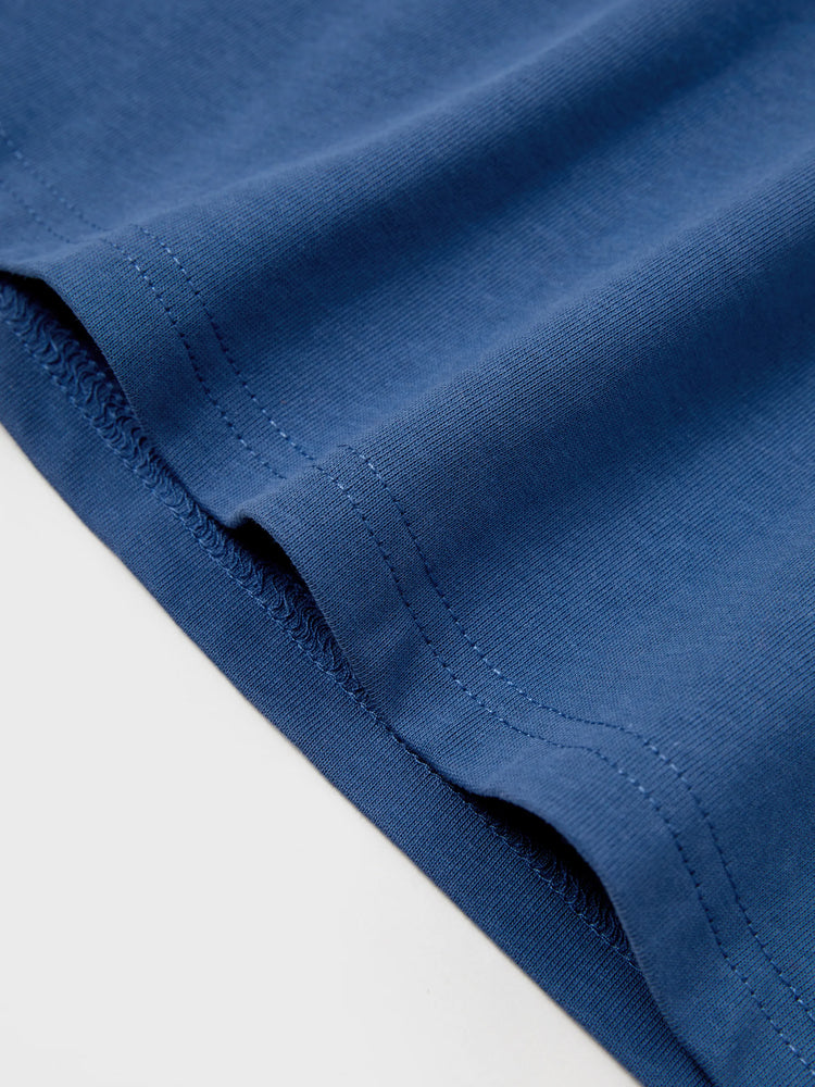 Gebrochene Blume Viskose Baumwolle Polyester Unisex Lässige Familiensuit blau