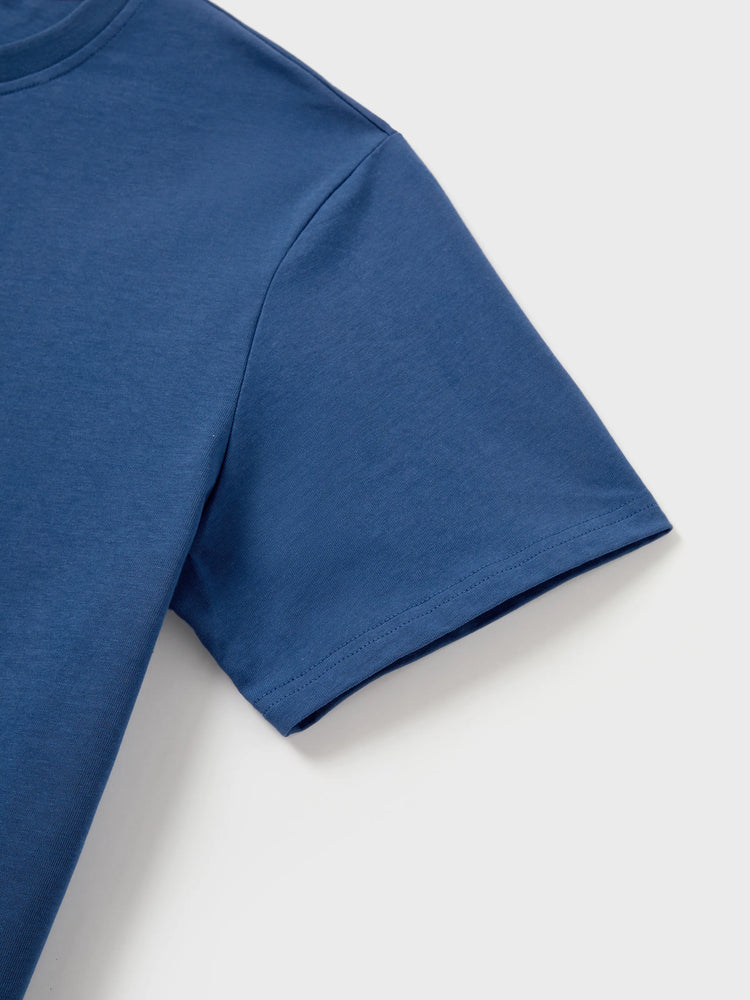 Gebrochene Blume Viskose Baumwolle Polyester Unisex Lässige Familiensuit blau