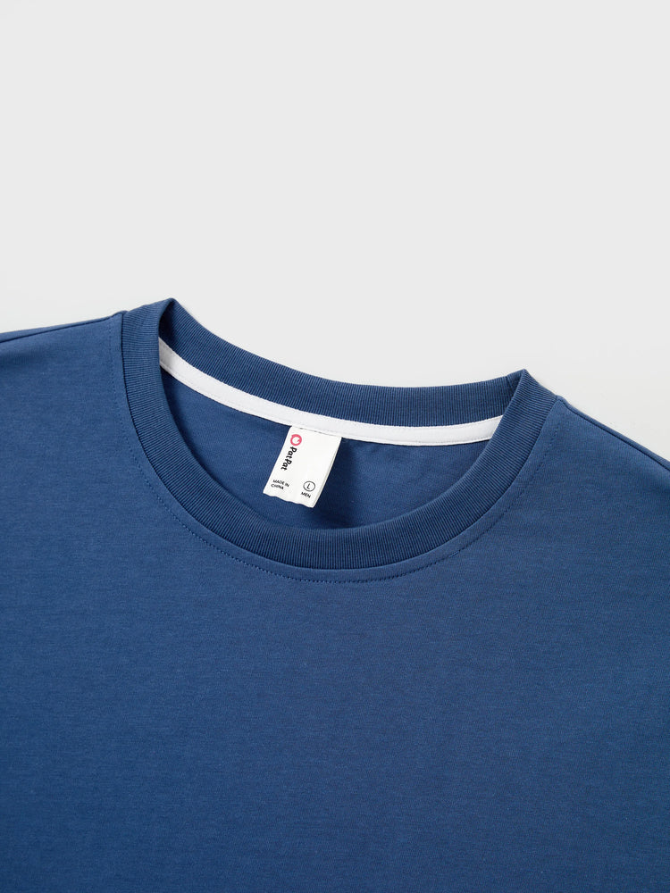 Gebrochene Blume Viskose Baumwolle Polyester Unisex Lässige Familiensuit blau