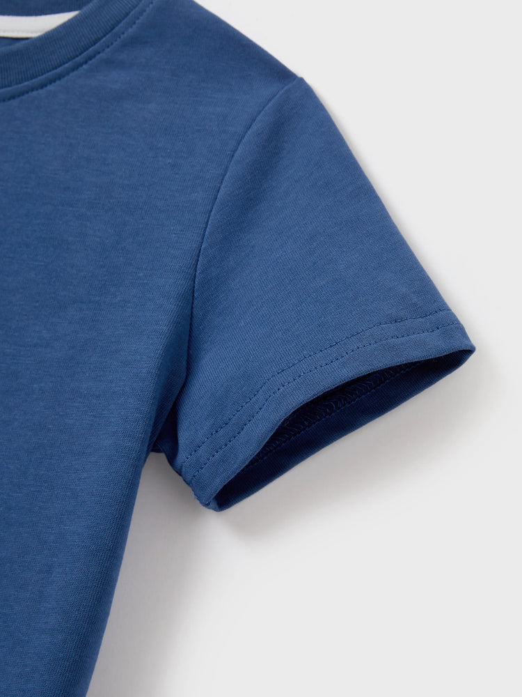 Gebrochene Blume Viskose Baumwolle Polyester Unisex Lässige Familiensuit blau