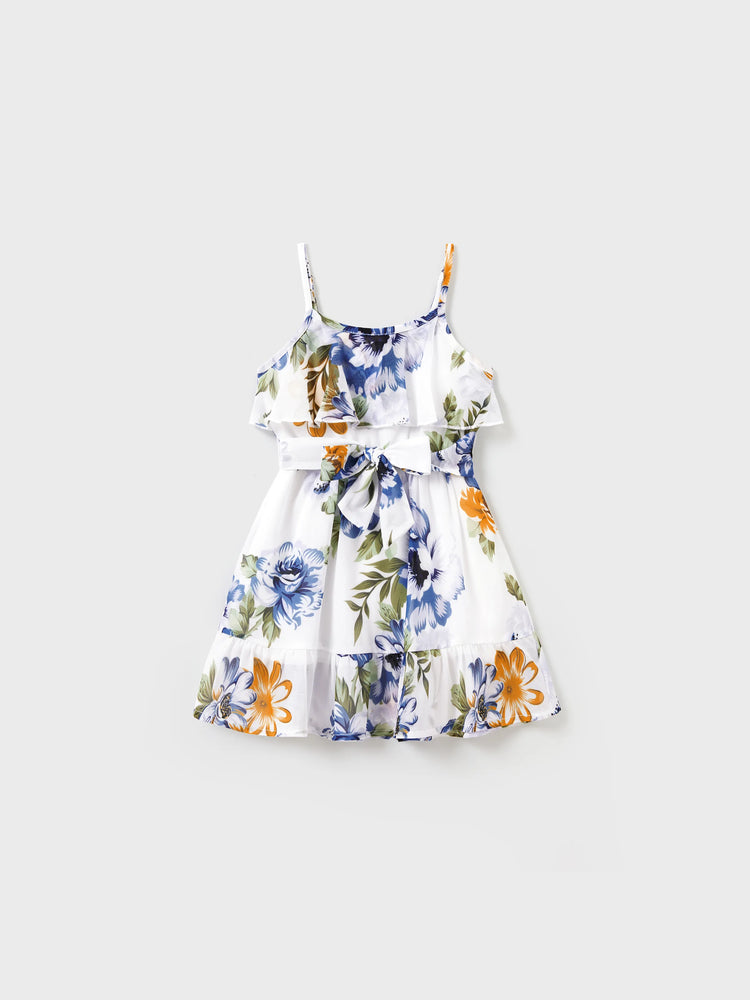 Gebrochene Blume Viskose Baumwolle Polyester Unisex Lässige Familiensuit blau