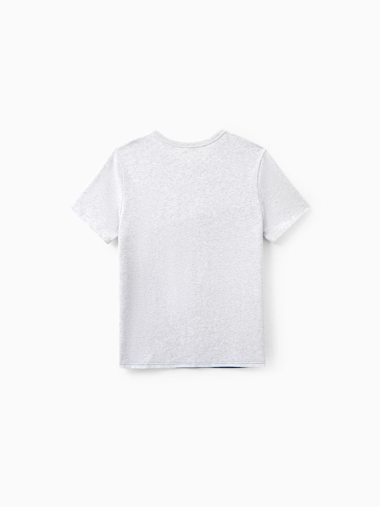 Matching Family Outfits Summer Set Colorblock Cotton Short-sleeve Shirt or Blue Tank Knit Dress for Vacation Royal Blue