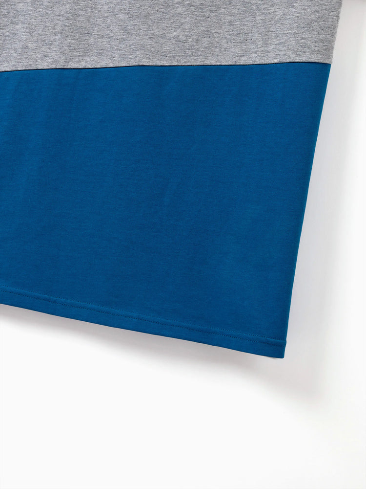 Matching Family Outfits Summer Set Colorblock Cotton Short-sleeve Shirt or Blue Tank Knit Dress for Vacation Royal Blue