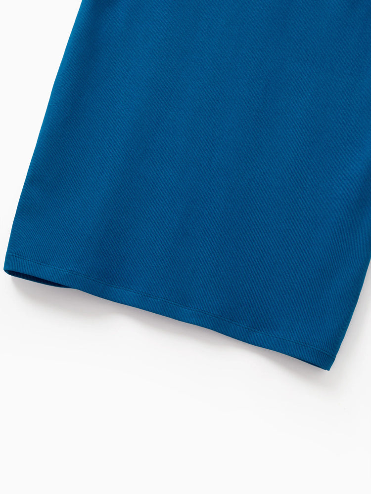 Matching Family Outfits Summer Set Colorblock Cotton Short-sleeve Shirt or Blue Tank Knit Dress for Vacation Royal Blue