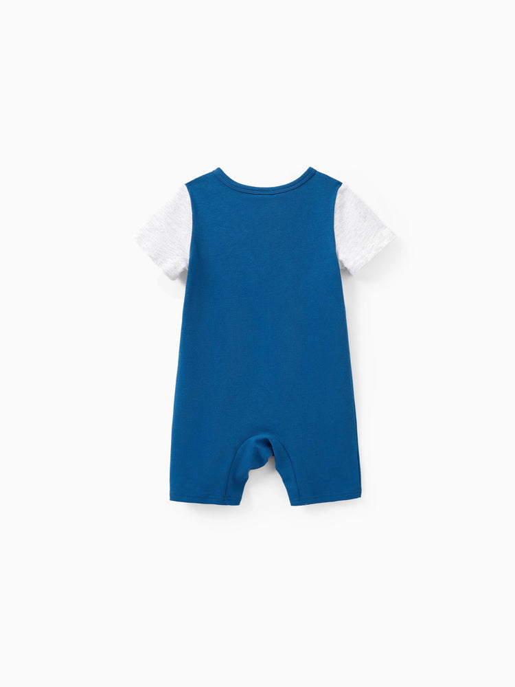 Matching Family Outfits Summer Set Colorblock Cotton Short-sleeve Shirt or Blue Tank Knit Dress for Vacation Royal Blue