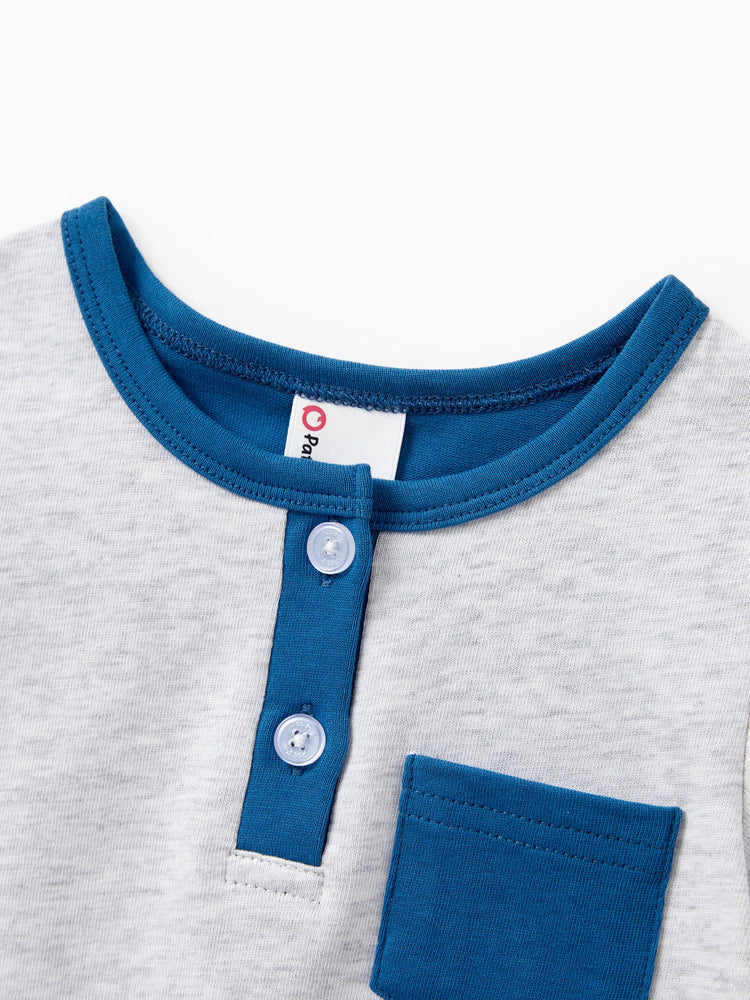 Matching Family Outfits Summer Set Colorblock Cotton Short-sleeve Shirt or Blue Tank Knit Dress for Vacation Royal Blue