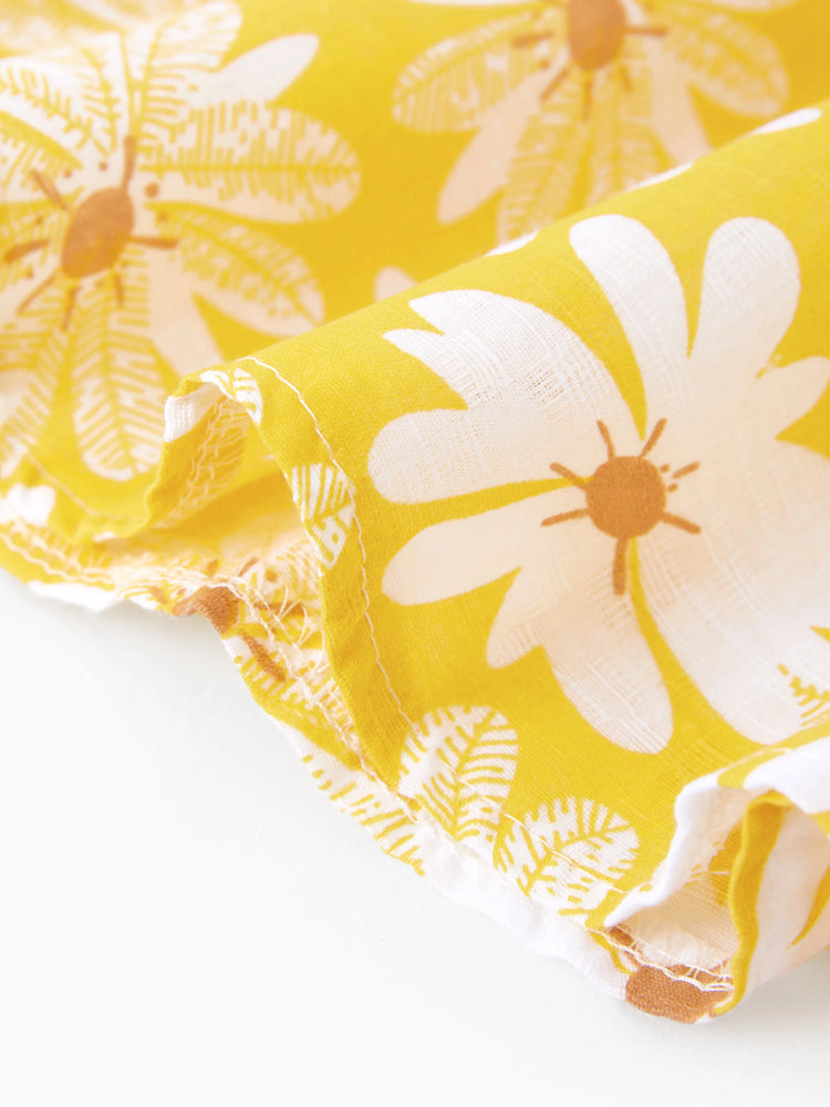 2pcs Baby Girl Little Daisy Bowknot Dress Set Yellow