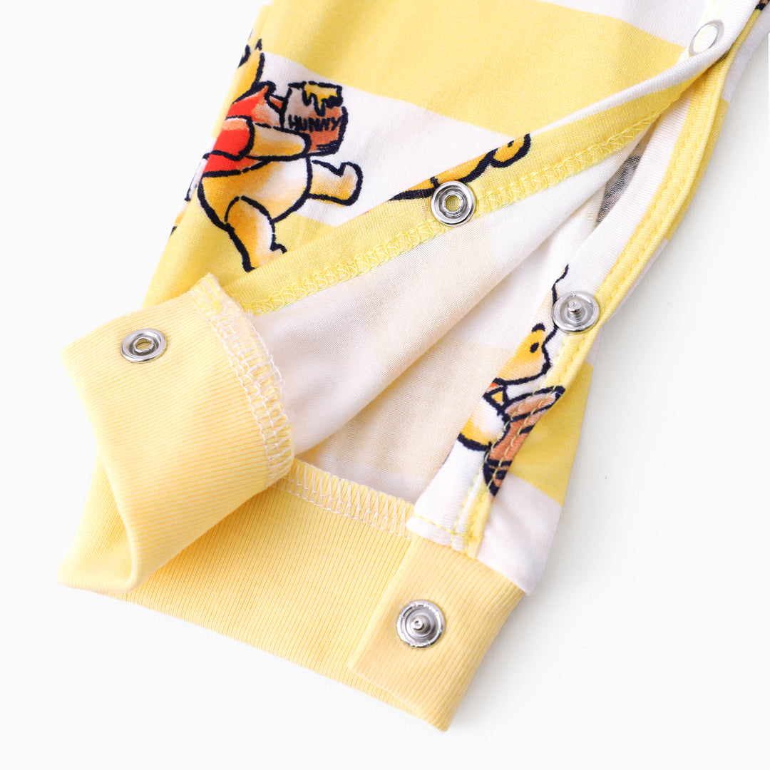Disney Winnie the Pooh Baby Boy/Girl Bamboo Striped Print  Romper Yellow