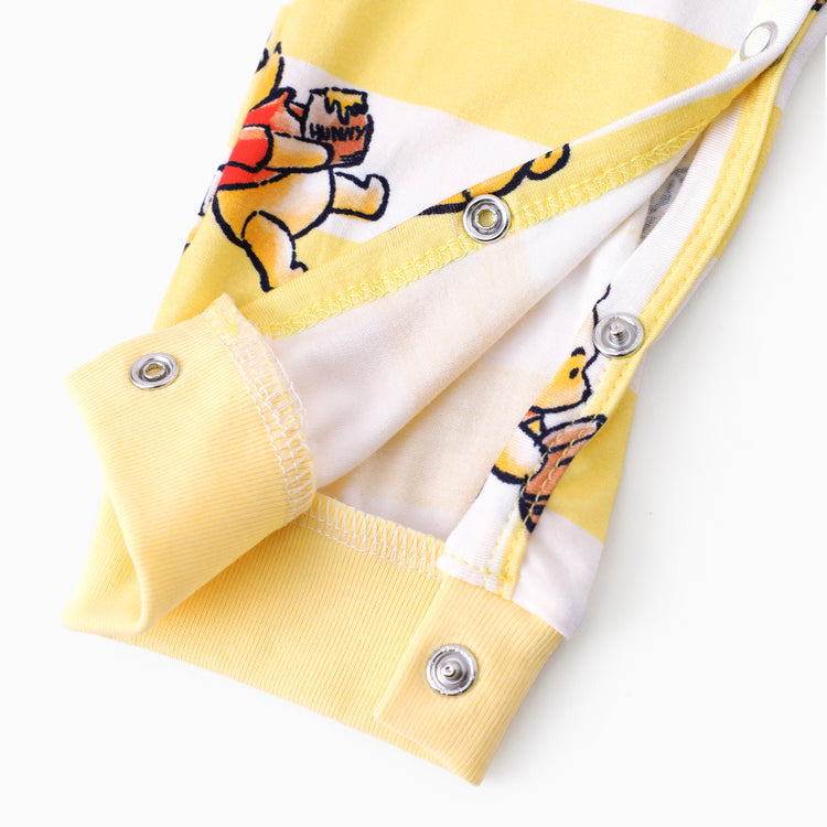 Disney Winnie the Pooh Baby Boy/Girl Bamboo Striped Print  Romper Yellow