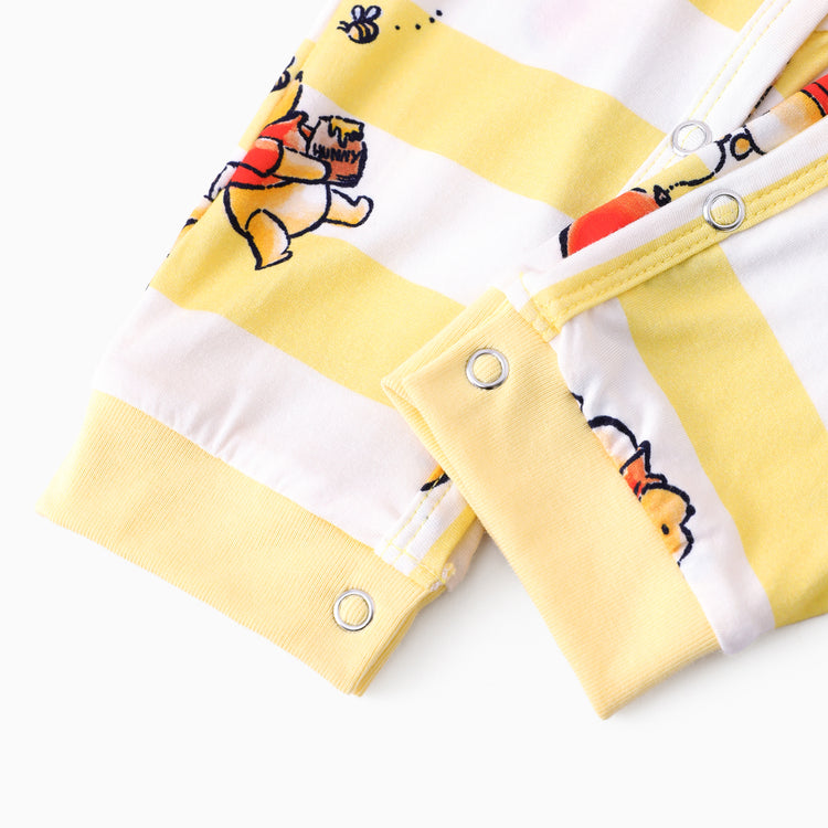 Disney Winnie the Pooh Baby Boy/Girl Bamboo Striped Print  Romper Yellow