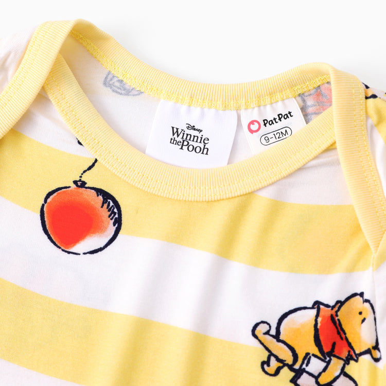 Disney Winnie the Pooh Baby Boy/Girl Bamboo Striped Print  Romper Yellow
