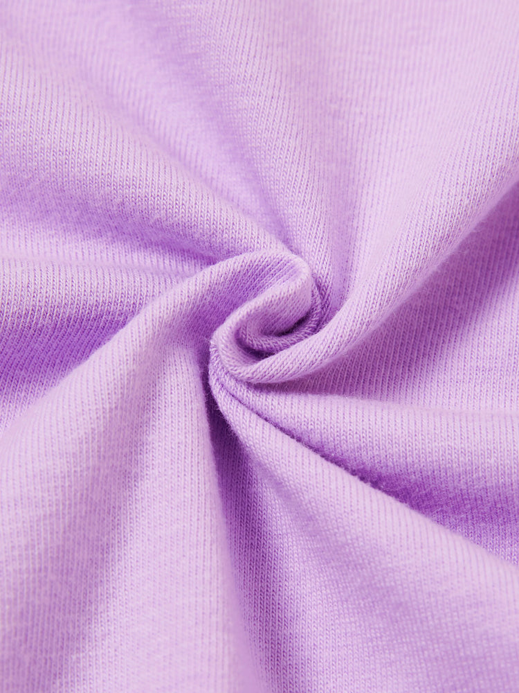 Ensemble 2 pièces pour petite fille : t-shirt à manches volantées et short rayé avec ceinture, violet clair