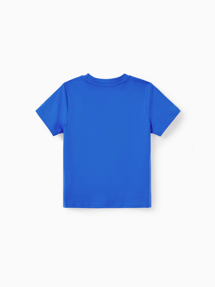 Matching Family Outfits Summer Blue Set Tropical Floral Print Sundresses or Splicing Colorblock T-shirt Hawaiian Vacation Beachwear for Family Photos Blue