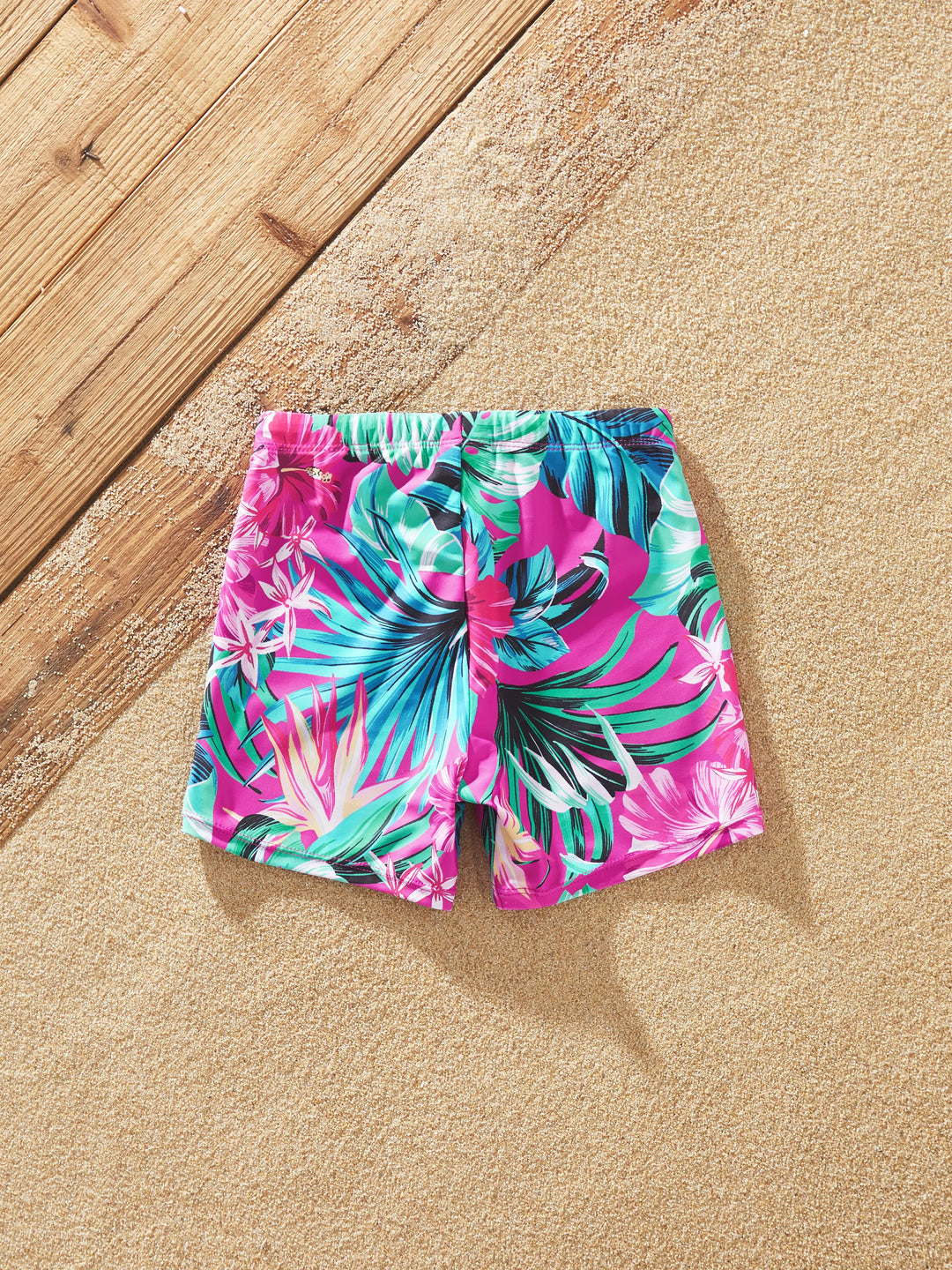 Conjunto de bañadores con estampado de hojas tropicales rosas y halter para niño pequeño Rosa