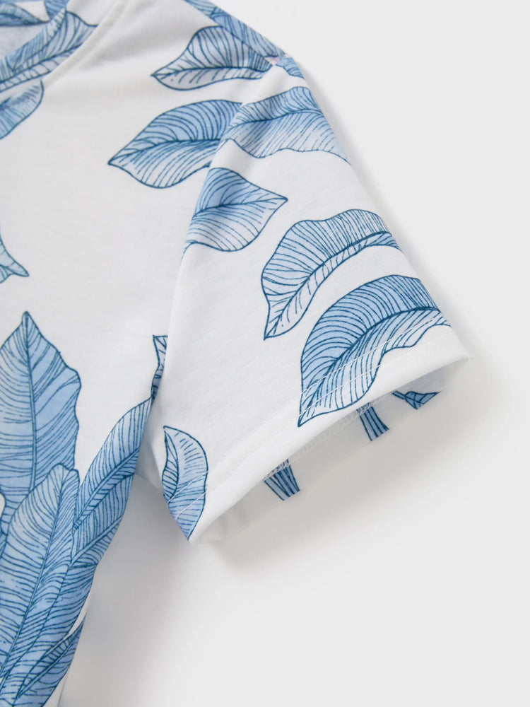 Casual Broken Flower Family Matching Suits Unisex Light Blue