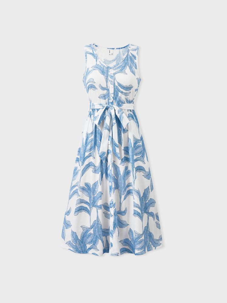 Casual Broken Flower Family Matching Suits Unisex Light Blue