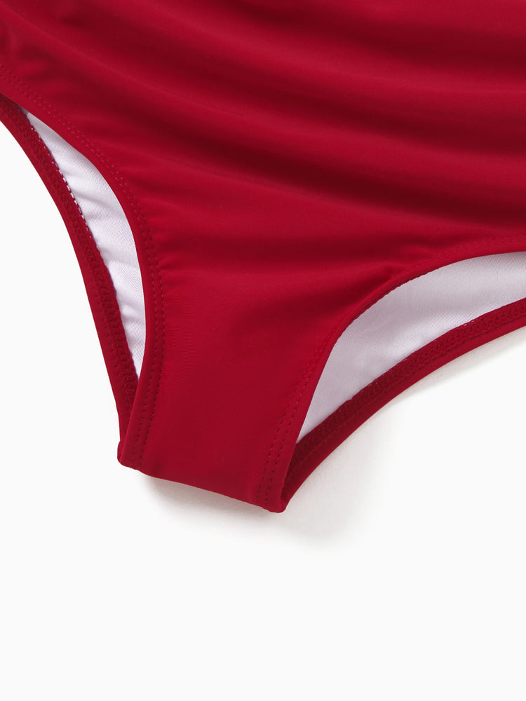 Toddler Girl Swimsuits Red Striped Bikini Matching Beachwear Outfits for Summer, Cruise, Vacation Red
