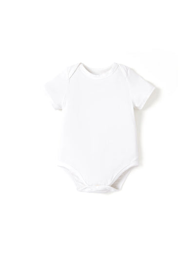 Bamboo baby casual romper, white.