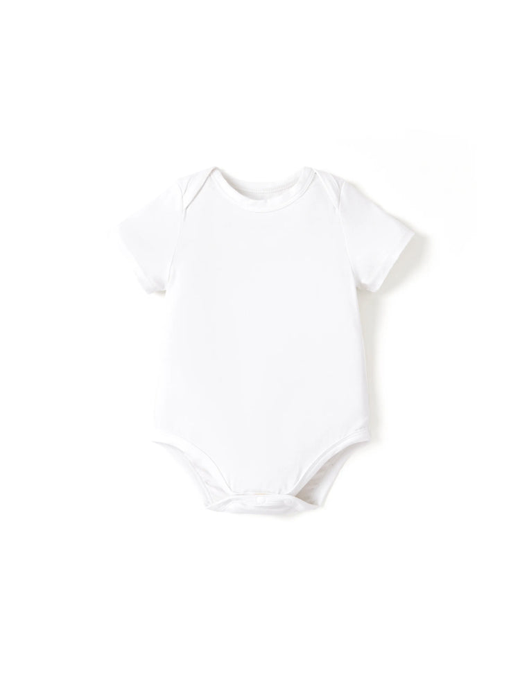 Bamboo baby casual romper, white.