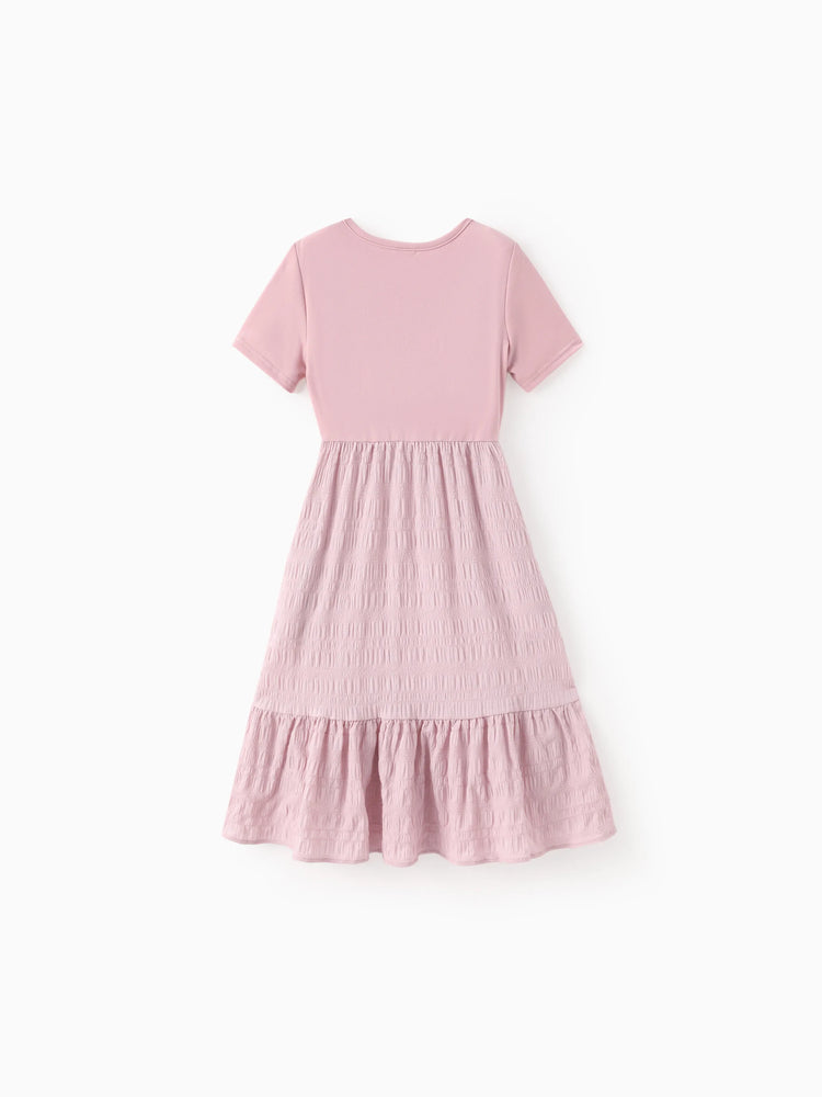 Kid Girl Ruffled Boho Casual Maxi Dress with Pockets Pink