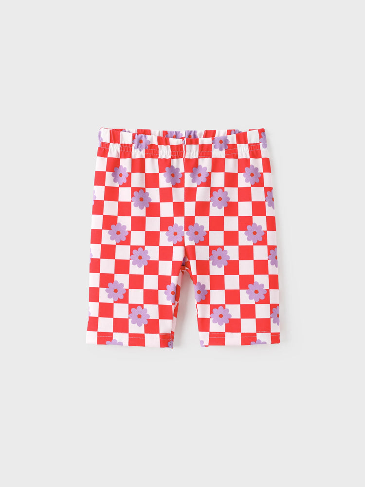 Peppa Pig Toddler Girl 2pcs Cotton Ruffle-sleeve Top and Naia™ Floral Plaid Leggings Set White