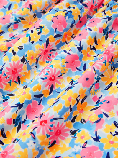 Baby Girl Sweet Flutter-sleeve Floral Dress Peach pink