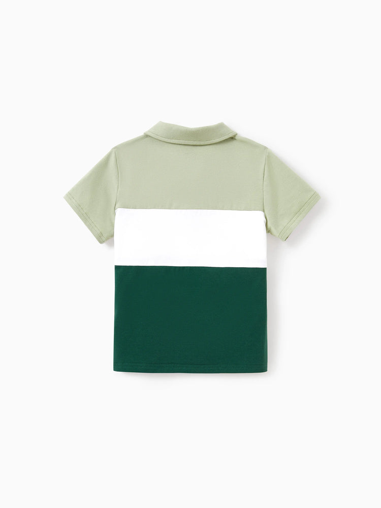 Matching Family Outfits Tropical Floral Print Strap Dress or Short-sleeve Colorblock Shirts Set Pale Green