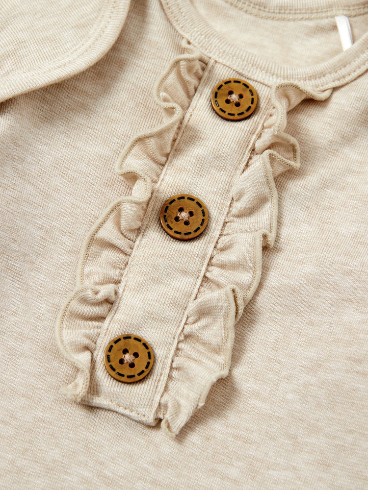 Gigoteuse en laine pour bébé fille, robe avec bandeau, abricot