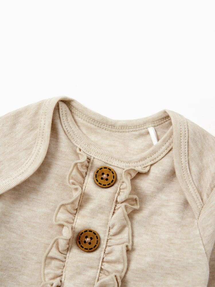 Gigoteuse en laine pour bébé fille, robe avec bandeau, abricot