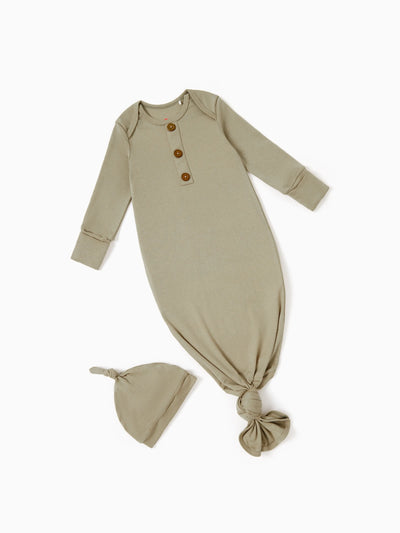 Gigoteuse bébé garçon/fille couleur unie avec bonnet vert clair