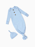 Gigoteuse bébé garçon/fille couleur unie, robe bébé avec bonnet bleu clair