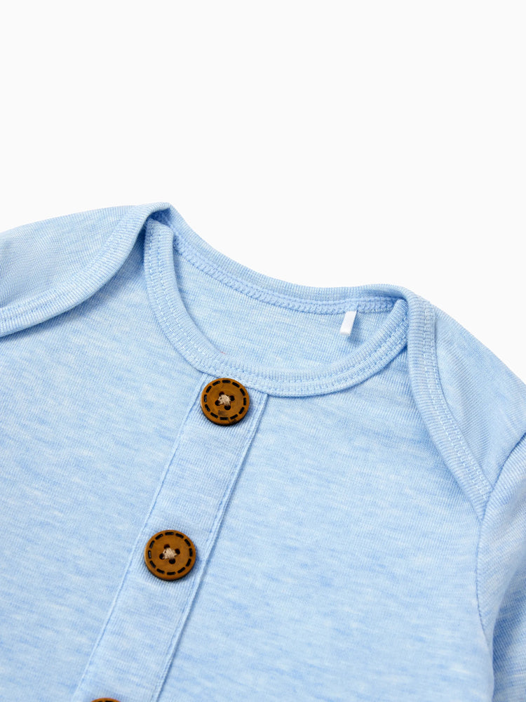 Gigoteuse bébé garçon/fille couleur unie, robe bébé avec bonnet bleu clair