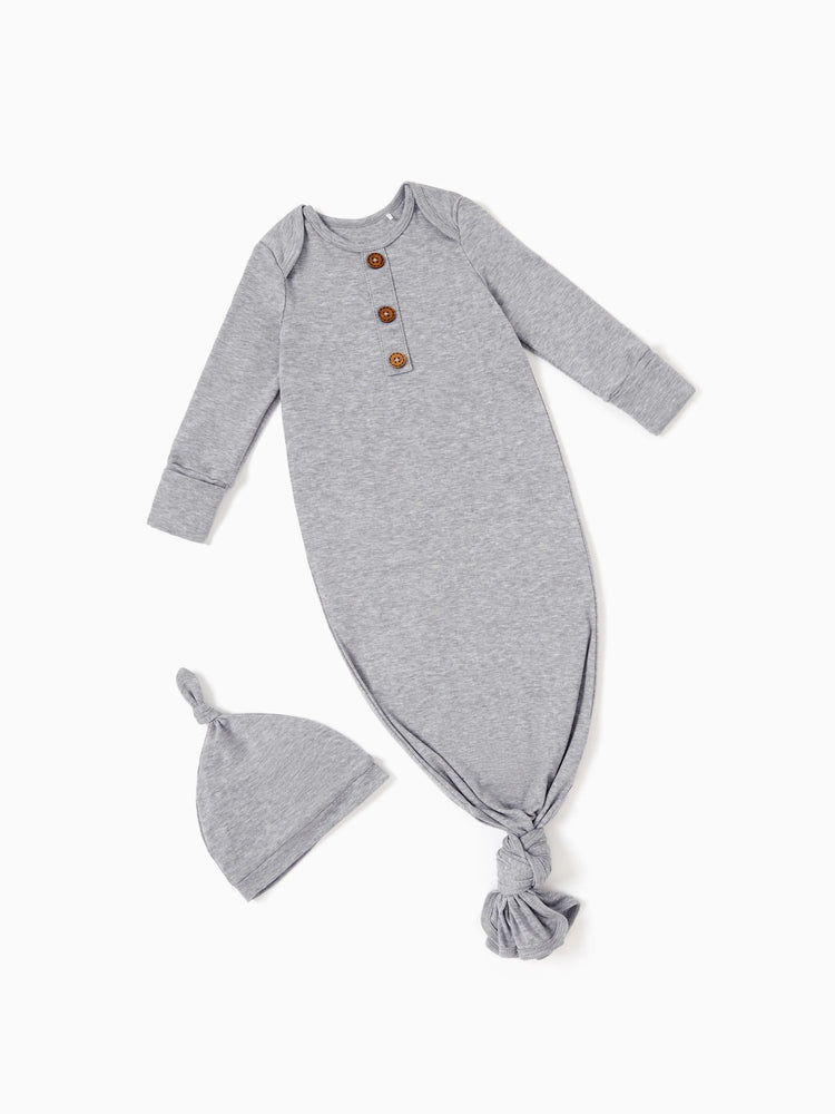 Gigoteuse bébé garçon/fille couleur unie avec bonnet gris