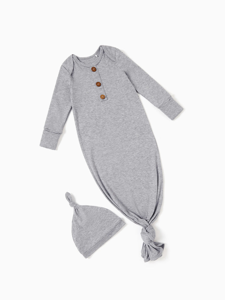 Gigoteuse bébé garçon/fille couleur unie avec bonnet gris