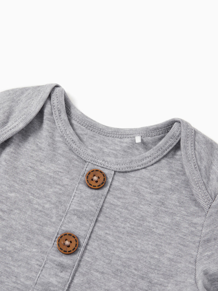 Gigoteuse bébé garçon/fille couleur unie avec bonnet gris