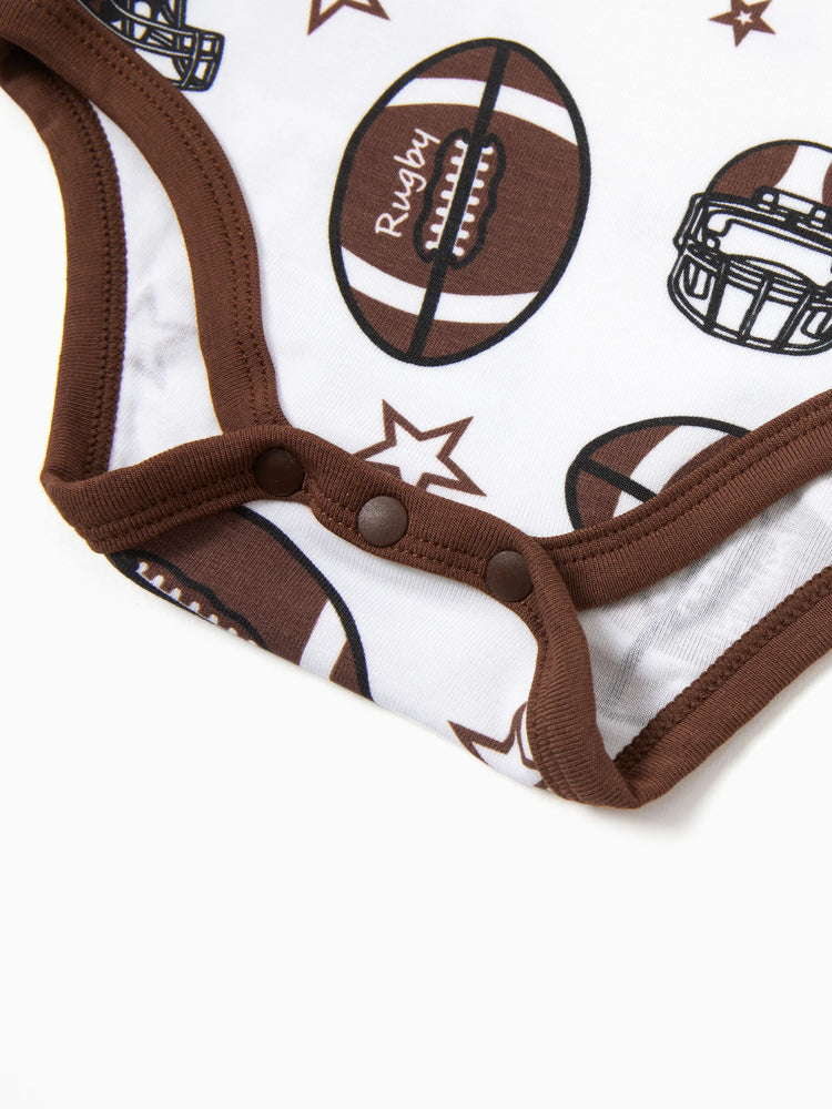 Baby Boy/Girl Playful Print 3pcs Rompers Set Brown