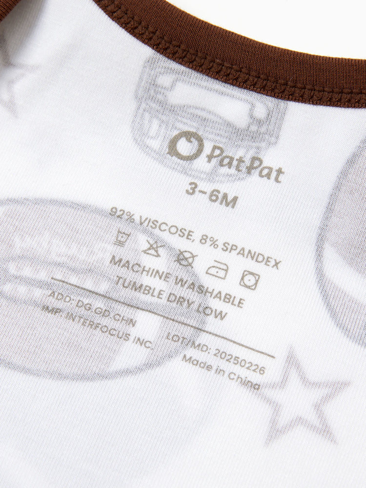 Baby Boy/Girl Playful Print 3pcs Rompers Set Brown