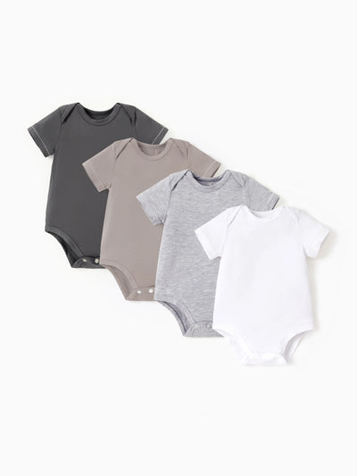 Ensemble 4 pièces barboteuses bébé garçon/fille en modal couleur unie blanc